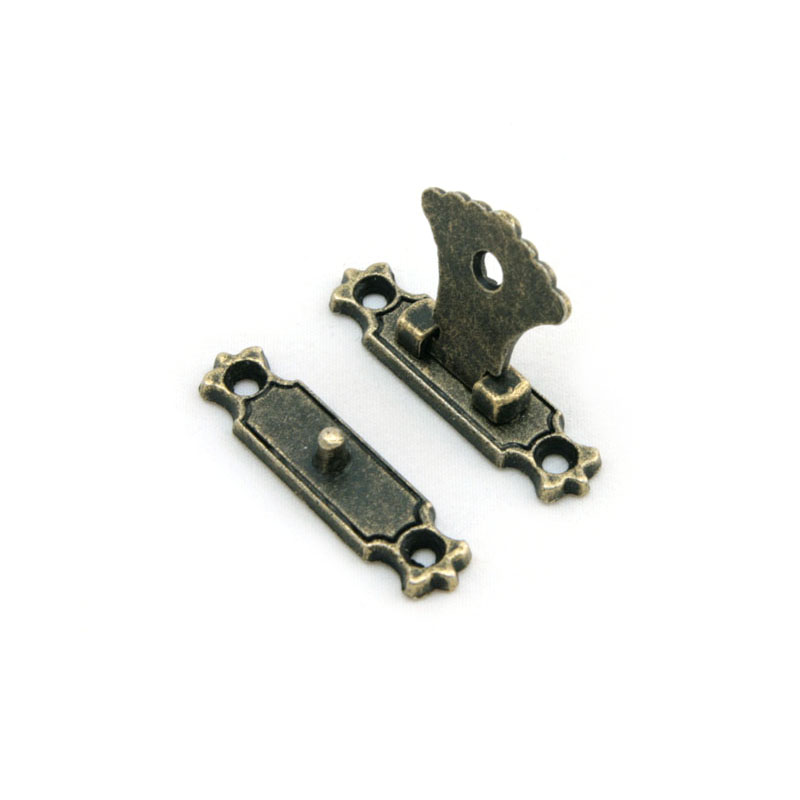 1Pc 47x33mm Antique Brass Decorative Toggle Clip Hasp Latch Buckle Padlock for Small Jewelry Cigar Box